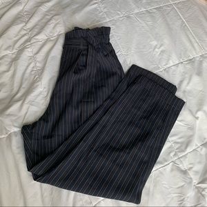 navy paper bag trousers